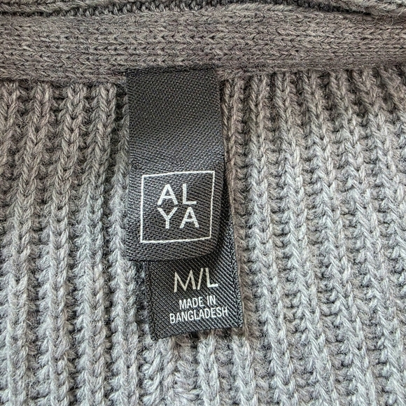 ALYA Francesca's Gray Poncho Sweater Waffle Knit Medium/Large Oversized - Picture 3 of 7